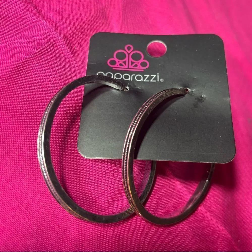 New! Paparazzi Jewelry Earrings New with Tags Retro Silver Hoops